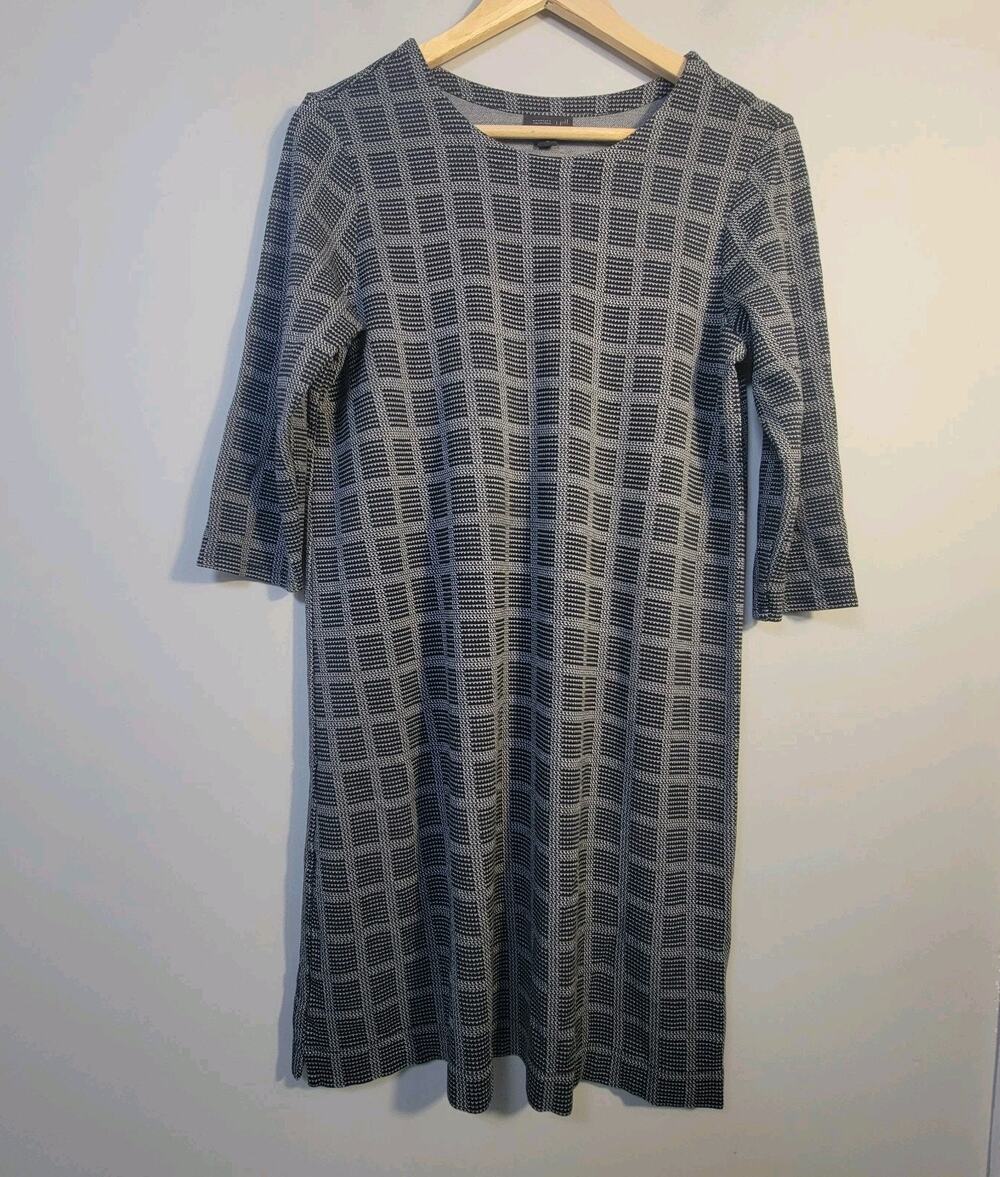 J. Jill Wearever Collection Womens M 3/4 Sleeve Plaid Stretch Knit Dress